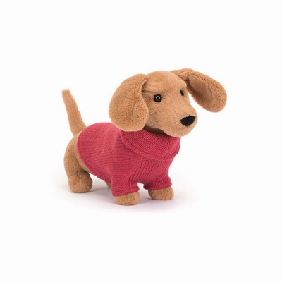 Jellycat Sweater Sausage Dog USA | 17084MTHX